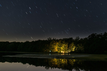 Camping Under Star Trails