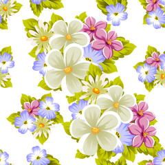 Fototapeta na wymiar Seamless pattern of flowers. For design textures, postcards, greeting cards for birthday, wedding, Valentine's day, holiday, celebration, party.