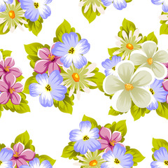 Obraz premium Seamless pattern of flowers. For design textures, postcards, greeting cards for birthday, wedding, Valentine's day, holiday, celebration, party.