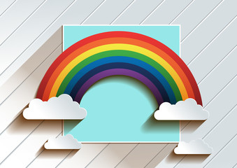 Rainbow With Clouds background. vector illustration. you can place relevant content on the area.