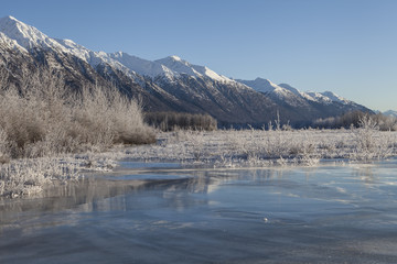 Frozen Chilkat River overflow