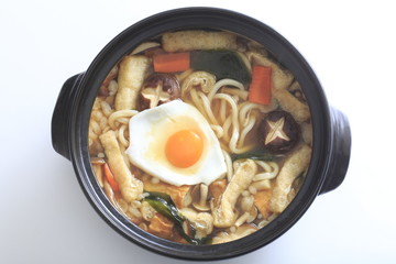 Stewed udon in a pot