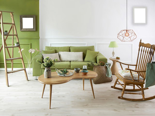 modern green living room decoration home furniture design