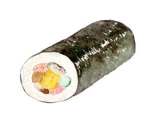 節分 恵方巻　水彩 イラスト