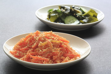 Carrot and cod marinated