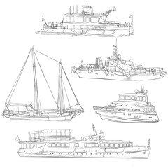Obraz premium vector set of ships and boats