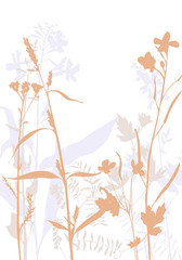 vector silhouettes of flowers and grass