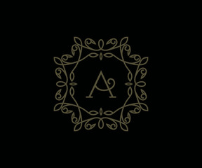 elegance floral monogram logo template