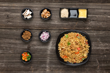 tasty japanese food on table