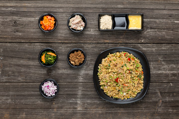 tasty japanese food on table