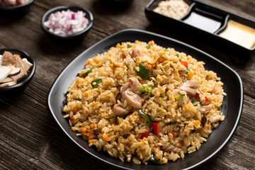 tasty japanese food on table