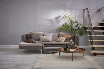 luxury loft living room modern home grey details