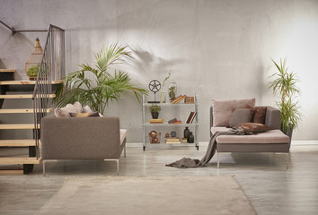 modern living room decoration objects grey accessory and sofa