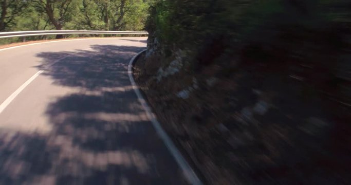 Video shot of driving through Giara di Gesturi landscape on a sunny day