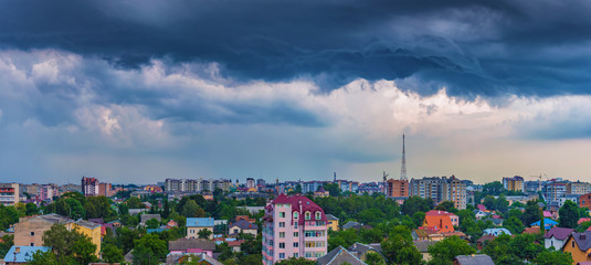 dramatic clouds over the city of Ivano-Frankivsk, Ukraine