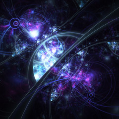 Dark fractal clockwork, digital artwork for creative graphic design