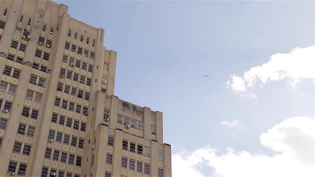 Looking Up at the University of Buenos Aires School of Medicine Facade, Argentina