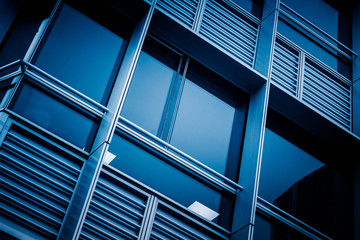 Close-Up of Modern Office Buildings in city of China.