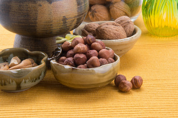 nuts. mixed nuts on the background