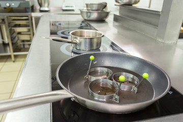 Stove counter in a modern restaurant kitchen