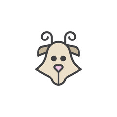 Goat head filled outline icon, line vector sign, linear colorful pictogram isolated on white. Symbol, logo illustration. Pixel perfect vector graphics