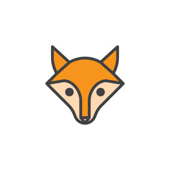 Obraz premium Fox head filled outline icon, line vector sign, linear colorful pictogram isolated on white. Symbol, logo illustration. Pixel perfect vector graphics