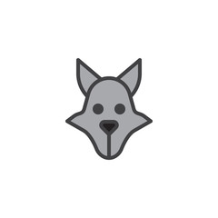 Wolf head filled outline icon, line vector sign, linear colorful pictogram isolated on white. Predator animal symbol, logo illustration. Pixel perfect vector graphics