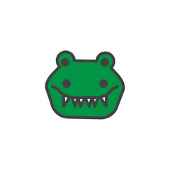 Crocodile head filled outline icon, line vector sign, linear colorful pictogram isolated on white. Alligator face symbol, logo illustration. Pixel perfect vector graphics