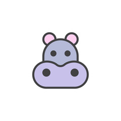 Hippopotamus head filled outline icon, line vector sign, linear colorful pictogram isolated on white. Behemoth face symbol, logo illustration. Pixel perfect vector graphics