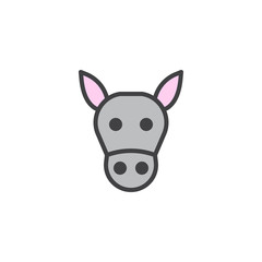 Donkey head filled outline icon, line vector sign, linear colorful pictogram isolated on white. Symbol, logo illustration. Pixel perfect vector graphics