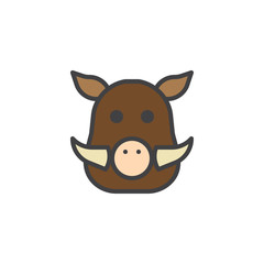 Boar head filled outline icon, line vector sign, linear colorful pictogram isolated on white. Symbol, logo illustration. Pixel perfect vector graphics