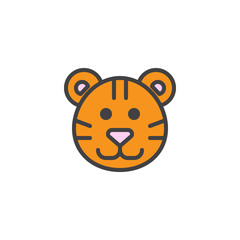 Tiger head filled outline icon, line vector sign, linear colorful pictogram isolated on white. Symbol, logo illustration. Pixel perfect vector graphics