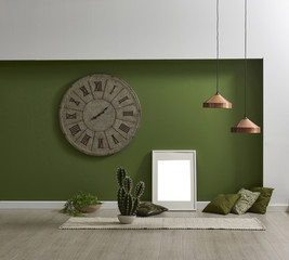 decorative clock design modern home green interior concept