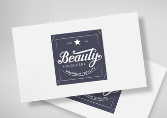 Round Badge Beauty Blogger with Hand Drawn Lettering Isolated on Business Card Template. Black Logo Emblem Vector Illustration. Can be used for Logotype, Branding.