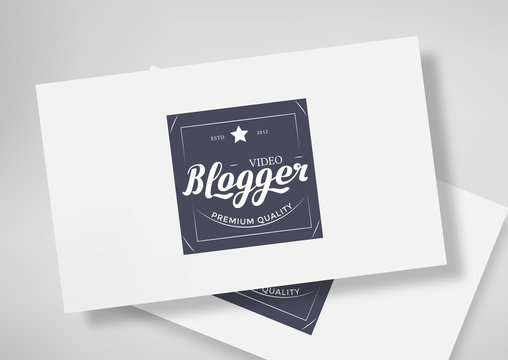 Round Badge Video Blogger with Hand Drawn Lettering Isolated on Business Card Template. Black Logo Emblem Vector Illustration. Can be used for Logotype, Branding.