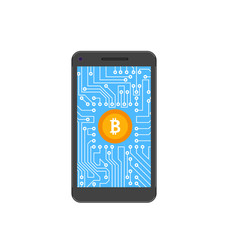 Bitcoin, Crypto Currency, Concept of Mining Digital Money, Bit-Coin and Smart Phone