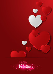 Bright Valentine`s day background. Happy Valentine's Day. Love valentine's background with hearts. 