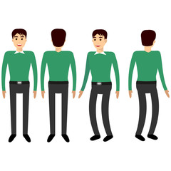 Young man in casual clothes, set