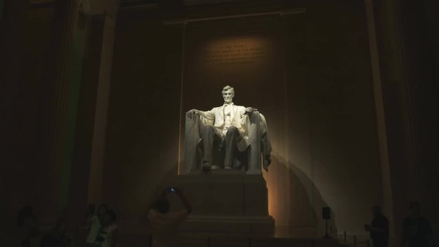 oblique view of the statue inside the lincoln memorial in washington, dc