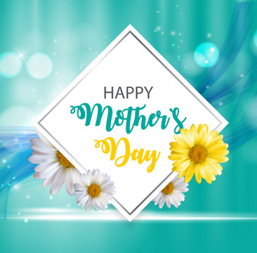 Happy Mother`s Day Cute Background with Flowers. Vector Illustra