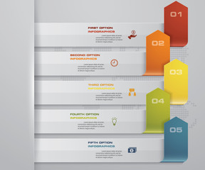 Abstract 5 steps infographics elements with arrow shape elements.Vector illustration.