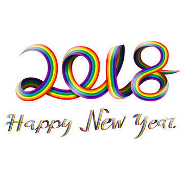 Happy New Year on rainbow