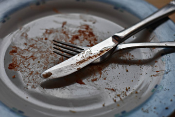 Fototapeta premium Dirty dishes after eaten 
