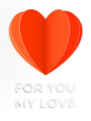 Confession in love card with paper cut heart illustration