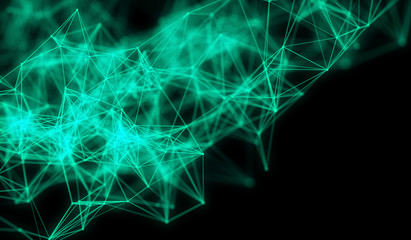 Futuristic technology cyber cube connection world network, computer, fiber virtual optic cables, fibre connection, telecomunications concept background, digitally generated image.