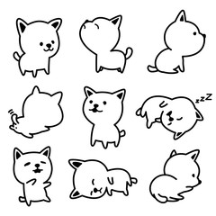 Dog breed french bulldog Puppy vector illustrations white set C