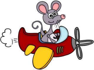 Little mouse flying an airplane