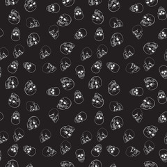 Skulls pattern. Vector dark seamless texture