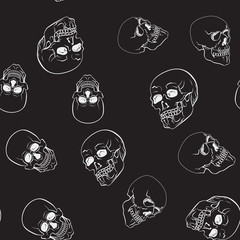 Dark skulls pattern. Vector seamless texture