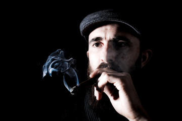 charismatic man on black ground